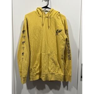 Quicksilver Yellow Surf Hoodie Men’s Pullover Beachwear Logo Large Men’s Print